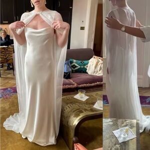 Bridal Chiffon Long Cape Shawl